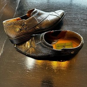 Vintage Giorgio Brutini 8 1/2 Green Genuine Snakeskin Shoes